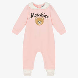 Moschino Малыши-Розовый хлопковый комбинезон Teddy Bear | Childrensalon Outlet