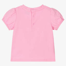 Moschino Малыши-Розовая хлопковая футболка с медвежонком | Childrensalon Outlet