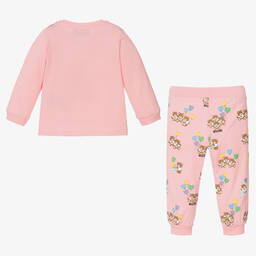 Moschino Baby-Girls Pink Cotton Teddy Bear Trouser Set | Childrensalon Outlet
