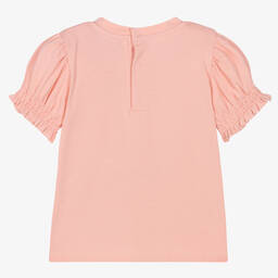 Moschino Малыши-Розовая футболка с цветочным логотипом | Childrensalon Outlet