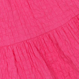 Moschino Kid-Teen-Girls Pink Puffed Sleeve Cotton Dress | Childrensalon Outlet