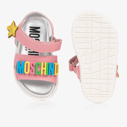 Moschino Kid-Teen-Girls Pink Star Buckle Sandals | Childrensalon Outlet