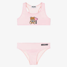 Moschino-Girls Pink Teddy Bear Bikini | Childrensalon Outlet
