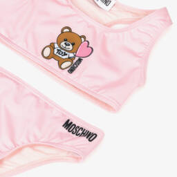 Moschino-Girls Pink Teddy Bear Bikini | Childrensalon Outlet