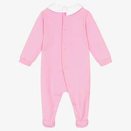 Moschino Малыши-Розовый хлопковый комбинезон с медвежонком | Childrensalon Outlet