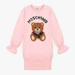 Moschino Кид-Тин-Girls Pink Teddy Bear Logo Dress | Childrensalon Outlet