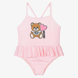 موسكينو-مايوه بطبعة الدب تيدي لون زهري للبنات | Childrensalon Outlet