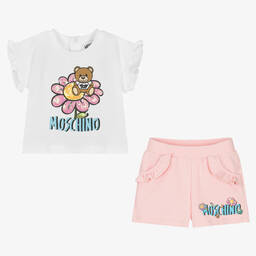 Moschino Малыши-Футболка с медвежонком и розовые шорты из хлопка | Childrensalon Outlet