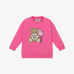 Moschino-Girls Pink Teddy Heart Pullover | Childrensalon Outlet
