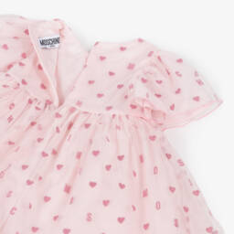 Moschino-Платье из розового тюля с блестящими сердцами для девочек | Childrensalon Outlet