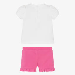 Moschino-Набор из розового и белого хлопка с медвежонком для девочек | Childrensalon Outlet