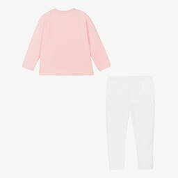 Moschino Baby-طقم ليغنغز قطن جيرسي لون زهري وأبيض | Childrensalon Outlet