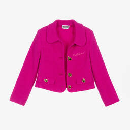 Moschino Kid-Teen-Girls Pink Wool Bouclé Tweed Blazer | Childrensalon Outlet