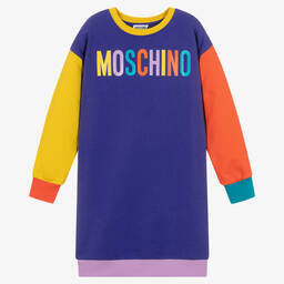 Moschino Кид-Тин-Girls Purple Logo Sweatshirt Dress | Childrensalon Outlet