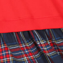 Moschino Kid-Teen-فستان قطن جيرسي تارتان لون أحمر | Childrensalon Outlet