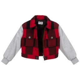 Moschino Kid-Teen-Girls Red & Grey Wool Jacket | Childrensalon Outlet