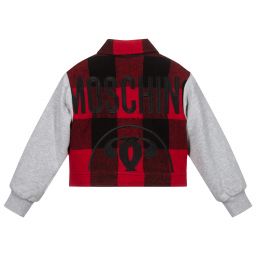 Moschino Kid-Teen-Girls Red & Grey Wool Jacket | Childrensalon Outlet
