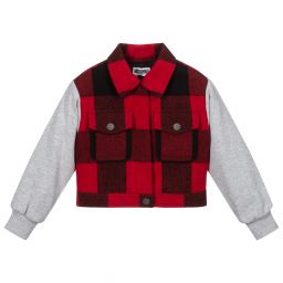 Moschino Kid-Teen-Girls Red & Grey Wool Jacket | Childrensalon Outlet