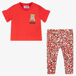 موسكينو Baby-طقم ليغنغز أطفال بناتي قطن جيرسي لون أحمر | Childrensalon Outlet