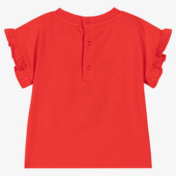 Moschino Малыши-Красная футболка с цветком из пайеток | Childrensalon Outlet