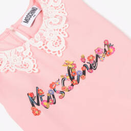 Moschino-Girls Rose Lace-Collared Tee | Childrensalon Outlet