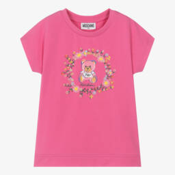 Moschino-Girls Rose Teddy Logo Tee | Childrensalon Outlet