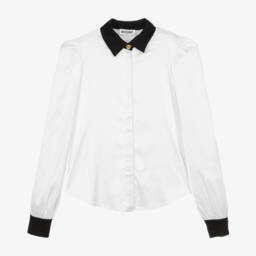 موسكينو Kid-Teen-بلوزة ساتان وفسكوز لون أبيض للبنات | Childrensalon Outlet