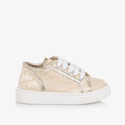 Moschino-Girls Shimmering Logo Pattern Sneakers | Childrensalon Outlet