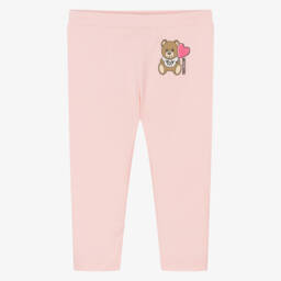 Moschino-بنطلون ليقنز وردي ناعم بطبعة دب للبنات | Childrensalon Outlet