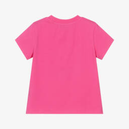 Moschino-Мягкая розовая футболка с медвежонком для девочек | Childrensalon Outlet
