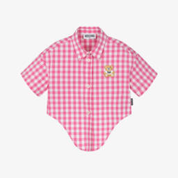 Moschino-Girls Soft Pink Check Tie Top | Childrensalon Outlet