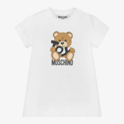 Moschino-Girls Soft White Bear Dress | Childrensalon Outlet