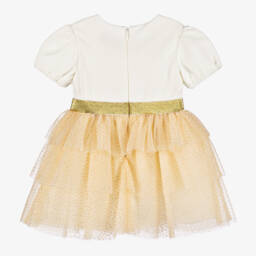 Moschino Baby-فستان تول لون عاجي وذهبي | Childrensalon Outlet