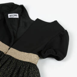 Moschino Kid-Teen-فستان تول بكشكش لون أسود وذهبي للبنات | Childrensalon Outlet