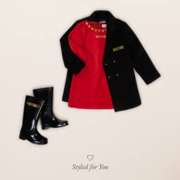 Moschino Kid-Teen-Girls Velvet Dress with Hearts | Childrensalon Outlet