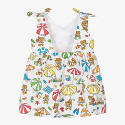Moschino Baby-Girls White Cotton Beach Teddy Dress | Childrensalon Outlet