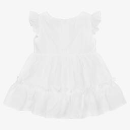 Moschino Baby-Girls' White Cotton Embroidered Delight | Childrensalon Outlet