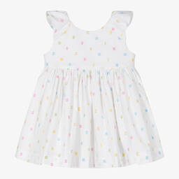 Moschino Baby-Girls White Cotton Letter Logo Dress | Childrensalon Outlet