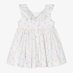 Moschino Baby-Girls White Cotton Letter Logo Dress | Childrensalon Outlet