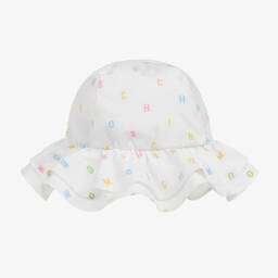 Moschino Baby-قبعة للشمس قطن بوبلين لون أبيض للبنات | Childrensalon Outlet
