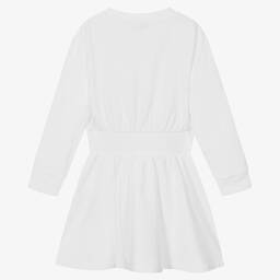 Moschino Кид-Тин-Girls White Cotton Logo Dress | Childrensalon Outlet