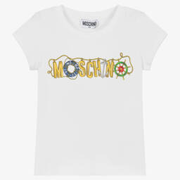 Moschino Кид-Тин-Белая хлопковая футболка | Childrensalon Outlet