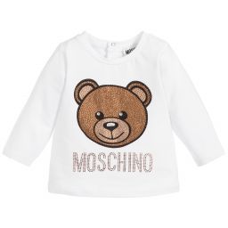 Moschino Малыши-Girls White Cotton Logo Top | Childrensalon Outlet