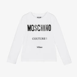 Moschino Кид-Тин-Girls White Cotton Logo Top | Childrensalon Outlet