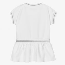 Moschino Малыши-Белое платье из хлопкового пике для девочек | Childrensalon Outlet