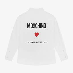 موسكينو Kid-Teen-قميص قطن بوبلين لون أبيض للبنات | Childrensalon Outlet