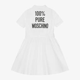 Moschino Kid-Teen-فستان قميص قطن بوبلين لون أبيض | Childrensalon Outlet