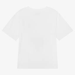 Moschino Кид-Тин-Белая хлопковая футболка для девочек | Childrensalon Outlet