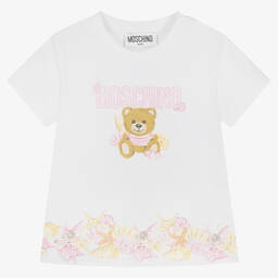 Moschino Baby-Girls White Cotton T-Shirt | Childrensalon Outlet