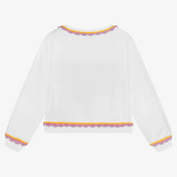 Moschino Kid-Teen-Girls White Cropped Logo Sweatshirt | Childrensalon Outlet
